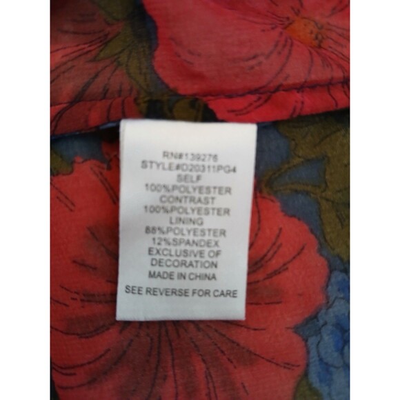 Daniel Rainn XS Boho Floral Tunic Blouse Tie Neck Long Sleeve - Picture 15 of 15